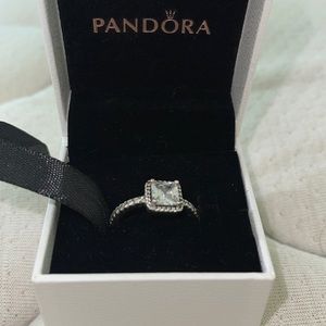 Pandora Square Halo Ring